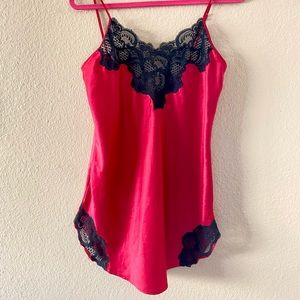 Victoria’s Secret red and black lace slip
